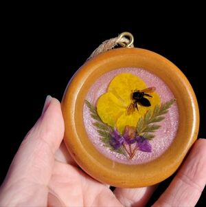 Wooden Floral Resin Ornament
